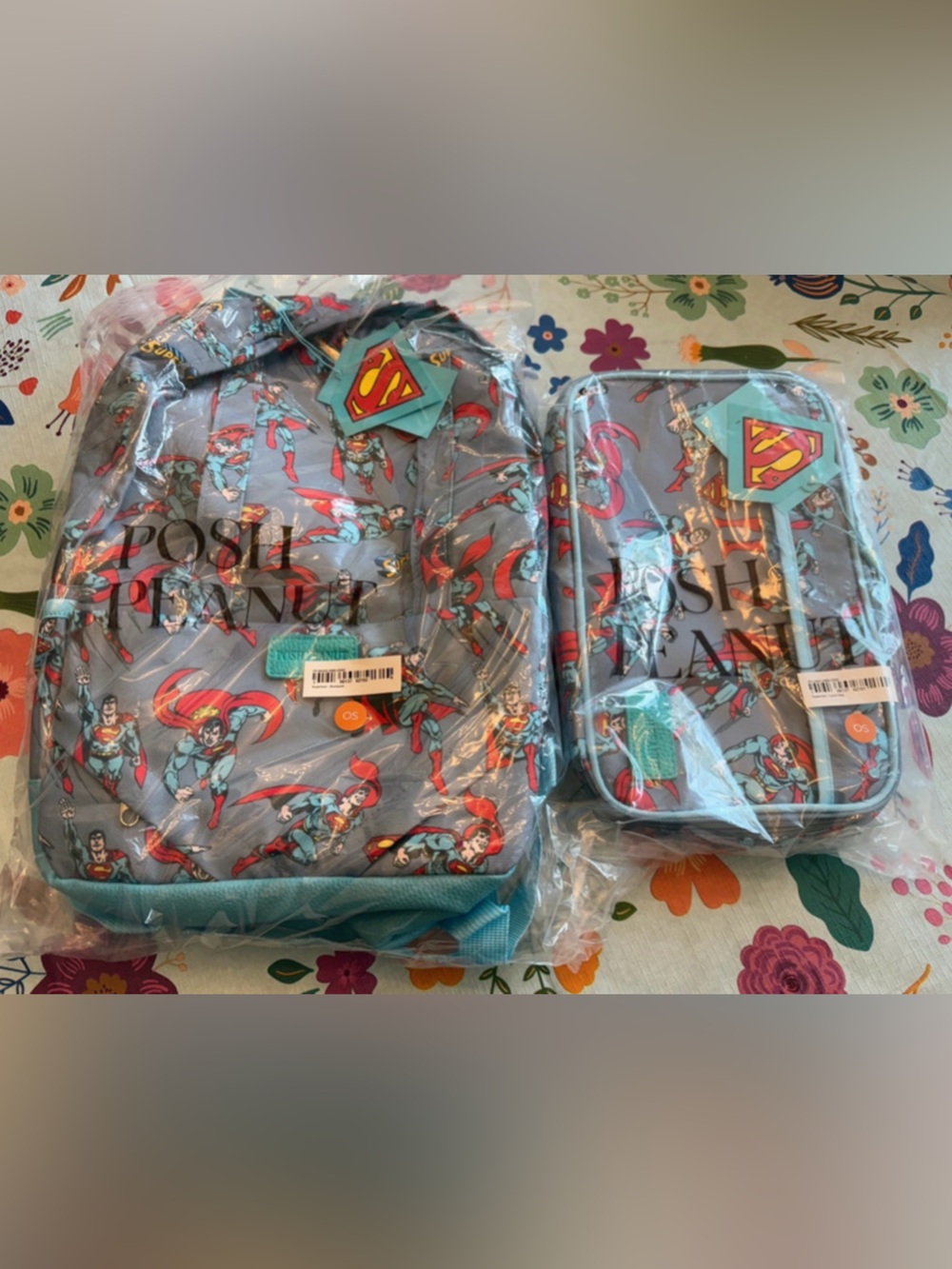🦸‍♂️ Posh Peanut Superman Kids Backpack & Lunch Bag Set — BRAND NEW! ❤️💙